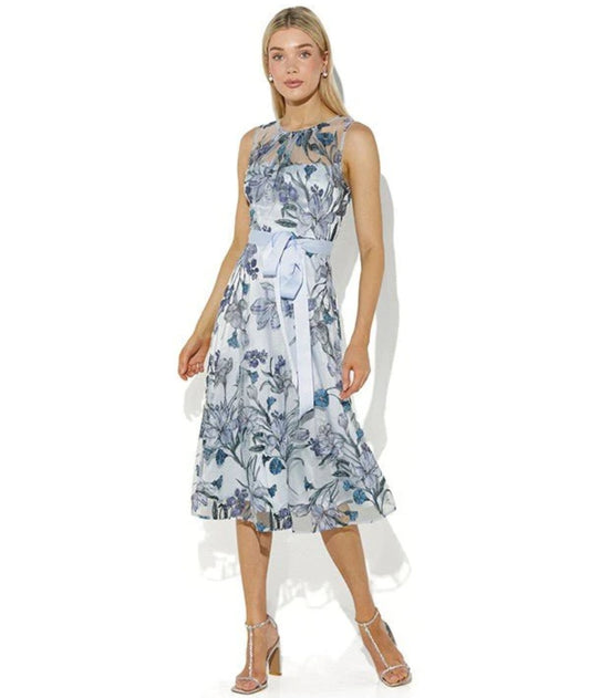Montique jean sky blue embroidered dress