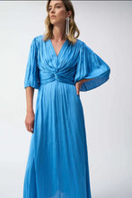 Load image into Gallery viewer, Josephribkoff 251903 satin midi dress in coastal blue.