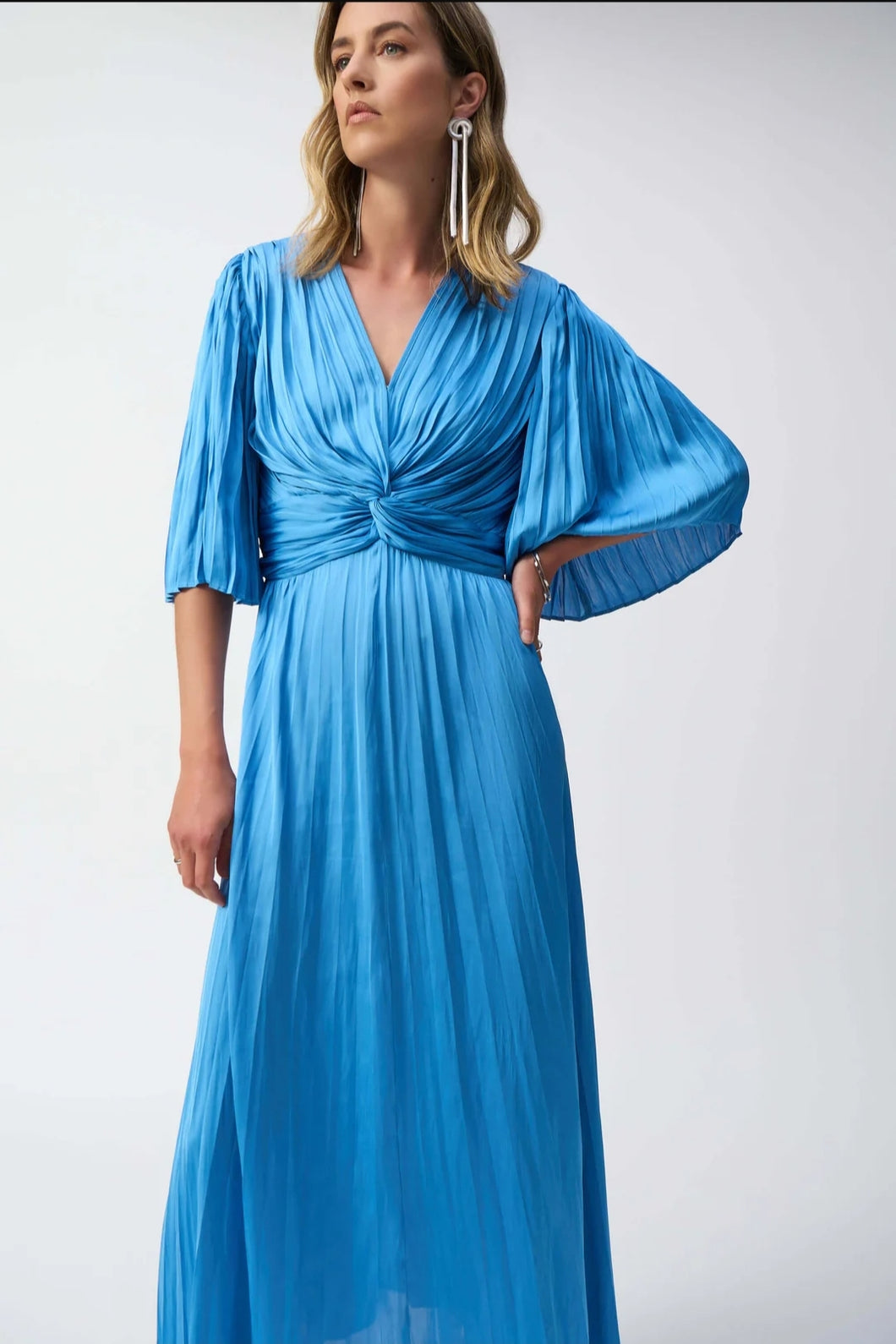 Josephribkoff 251903 satin midi dress in coastal blue.