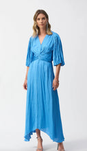 Load image into Gallery viewer, Josephribkoff 251903 satin midi dress in coastal blue.