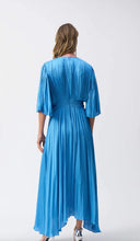 Load image into Gallery viewer, Josephribkoff 251903 satin midi dress in coastal blue.