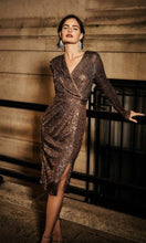 Load image into Gallery viewer, Joseph ribkoff shimmer wrap front dress 233751