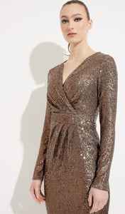 Joseph ribkoff shimmer wrap front dress 233751