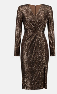 Joseph ribkoff shimmer wrap front dress 233751