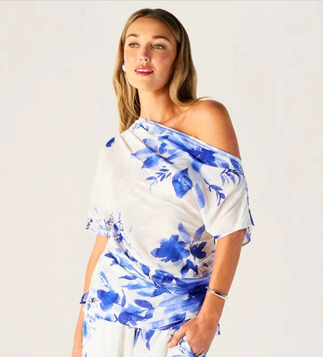 Isola print off the shoulder top